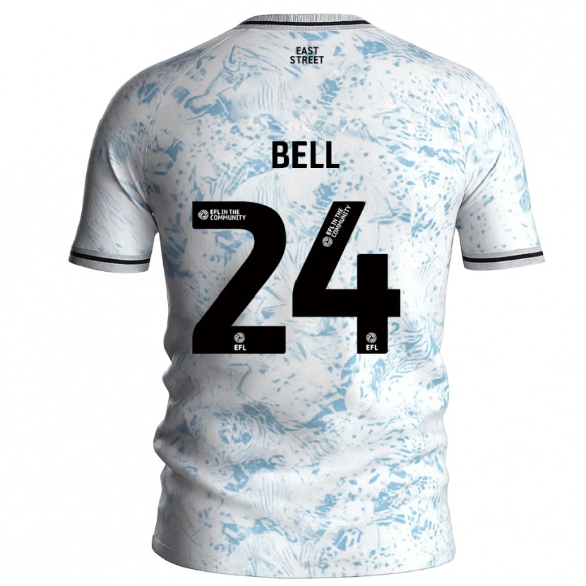 Danxen Uomo Maglia Taylor Bell #24 Bianco Azzurro Cielo Kit Gara Away 2025/26 Maglietta