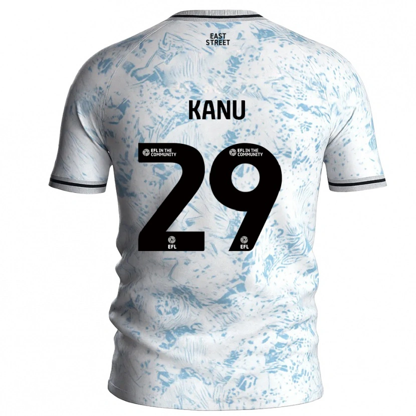 Danxen Uomo Maglia Daniel Kanu #29 Bianco Azzurro Cielo Kit Gara Away 2025/26 Maglietta