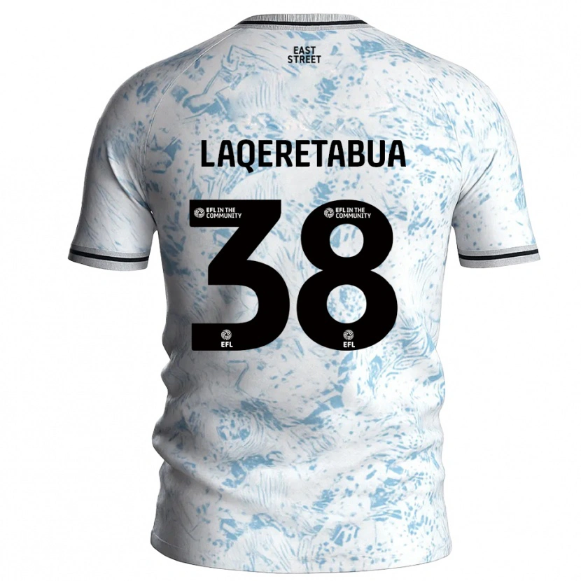 Danxen Uomo Maglia Josh Laqeretabua #38 Bianco Azzurro Cielo Kit Gara Away 2025/26 Maglietta
