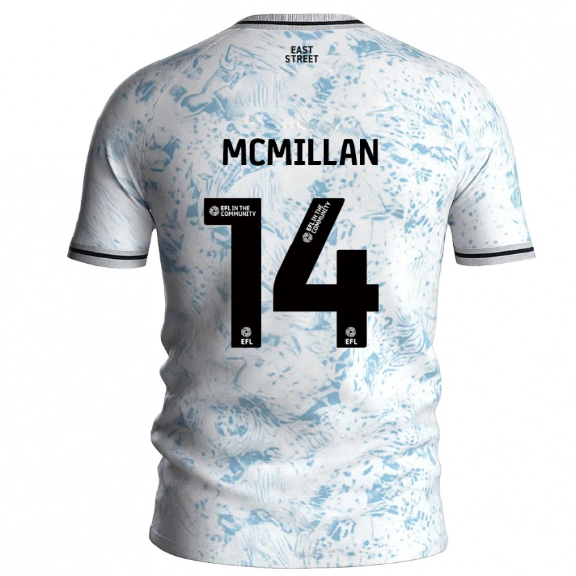 Danxen Uomo Maglia Ellis Mcmillan #14 Bianco Azzurro Cielo Kit Gara Away 2025/26 Maglietta