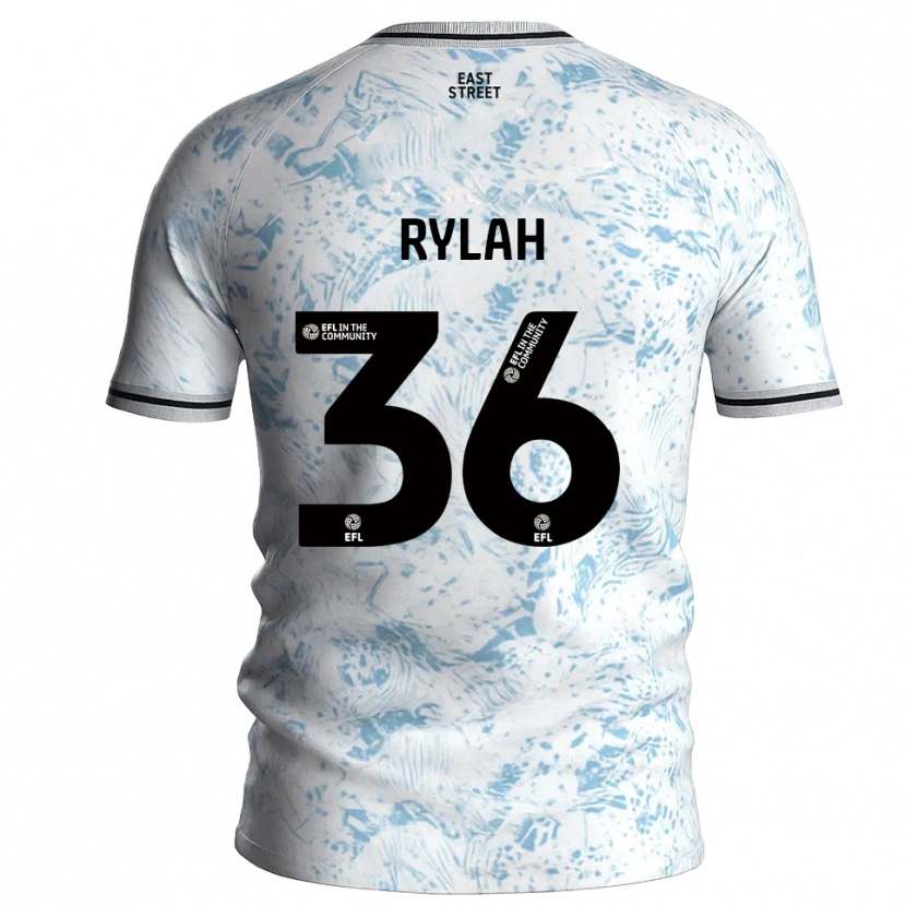 Danxen Uomo Maglia Henry Rylah #36 Bianco Azzurro Cielo Kit Gara Away 2025/26 Maglietta