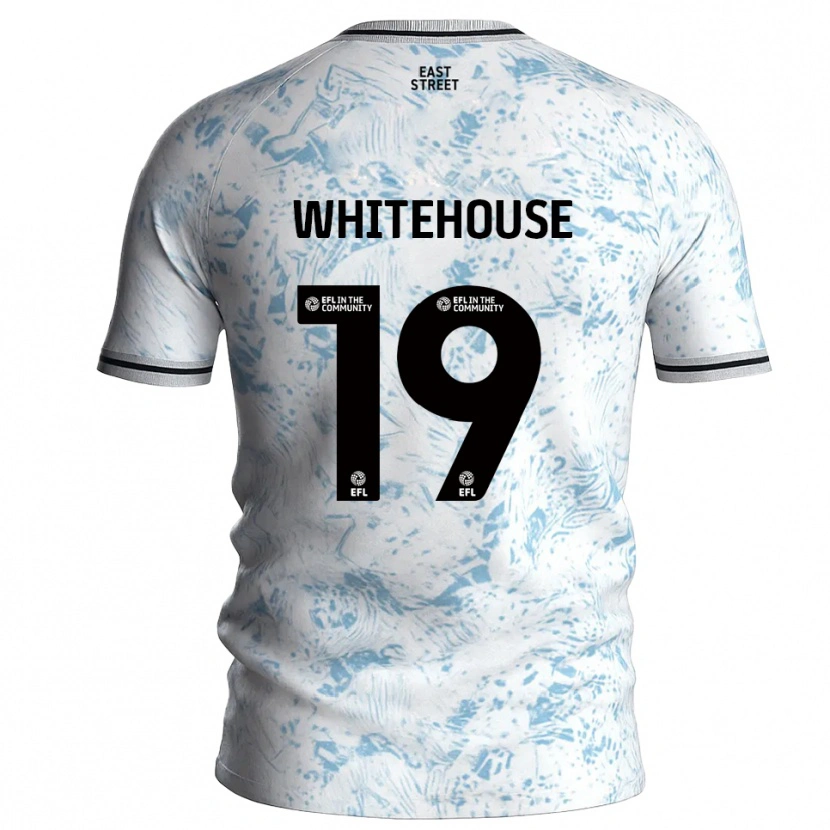 Danxen Uomo Maglia Sophie Whitehouse #19 Bianco Azzurro Cielo Kit Gara Away 2025/26 Maglietta