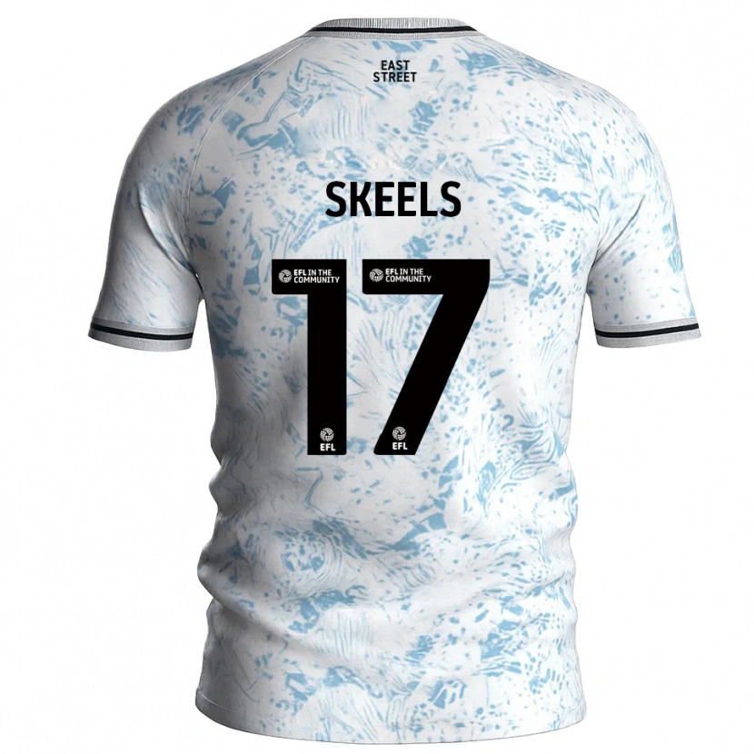 Danxen Uomo Maglia Kiera Skeels #17 Bianco Azzurro Cielo Kit Gara Away 2025/26 Maglietta