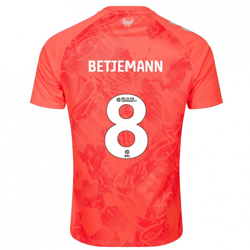 Danxen Uomo Maglia Elliot Betjemann #8 Arancione Bianco Kit Gara Away 2025/26 Maglietta