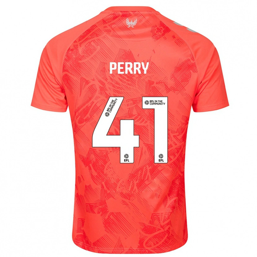 Danxen Uomo Maglia Callum Perry #41 Arancione Bianco Kit Gara Away 2025/26 Maglietta