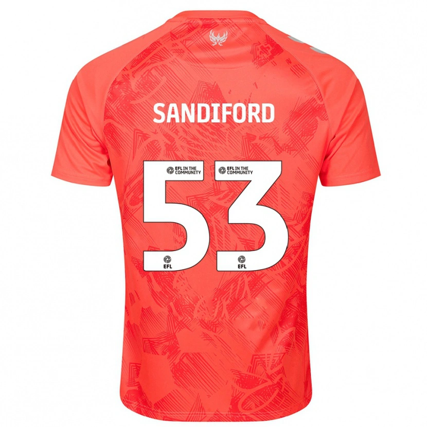Danxen Uomo Maglia Greg Sandiford #53 Arancione Bianco Kit Gara Away 2025/26 Maglietta