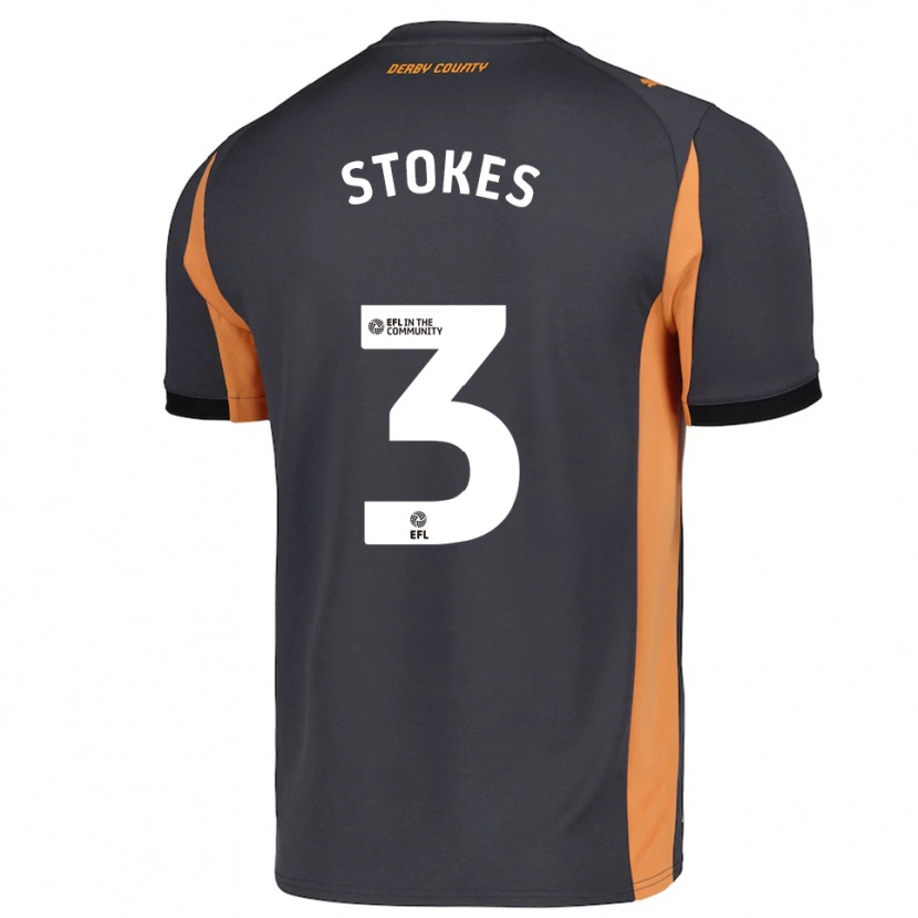 Danxen Uomo Maglia George Stokes #3 Grigio Arancione Nero Kit Gara Away 2025/26 Maglietta