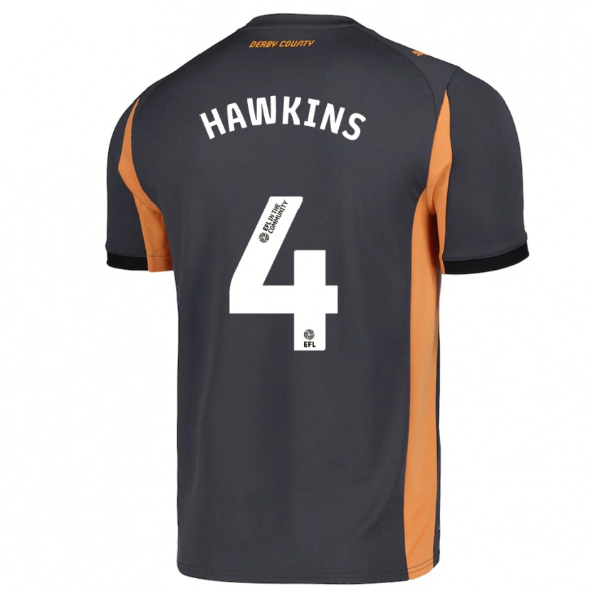Danxen Uomo Maglia Harry Hawkins #4 Grigio Arancione Nero Kit Gara Away 2025/26 Maglietta