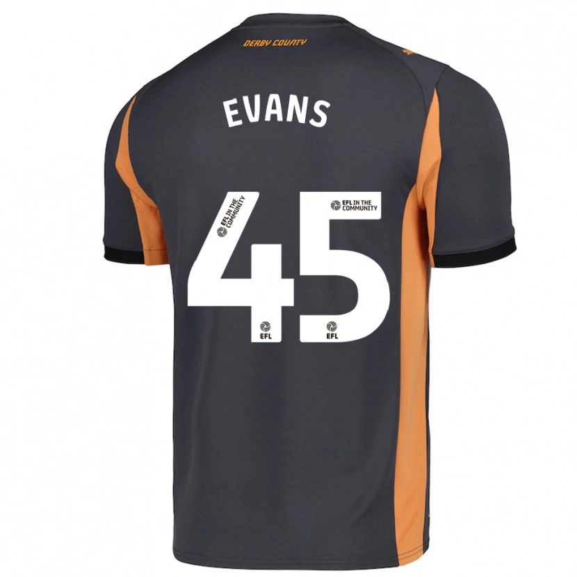 Danxen Uomo Maglia Harry Evans #45 Grigio Arancione Nero Kit Gara Away 2025/26 Maglietta