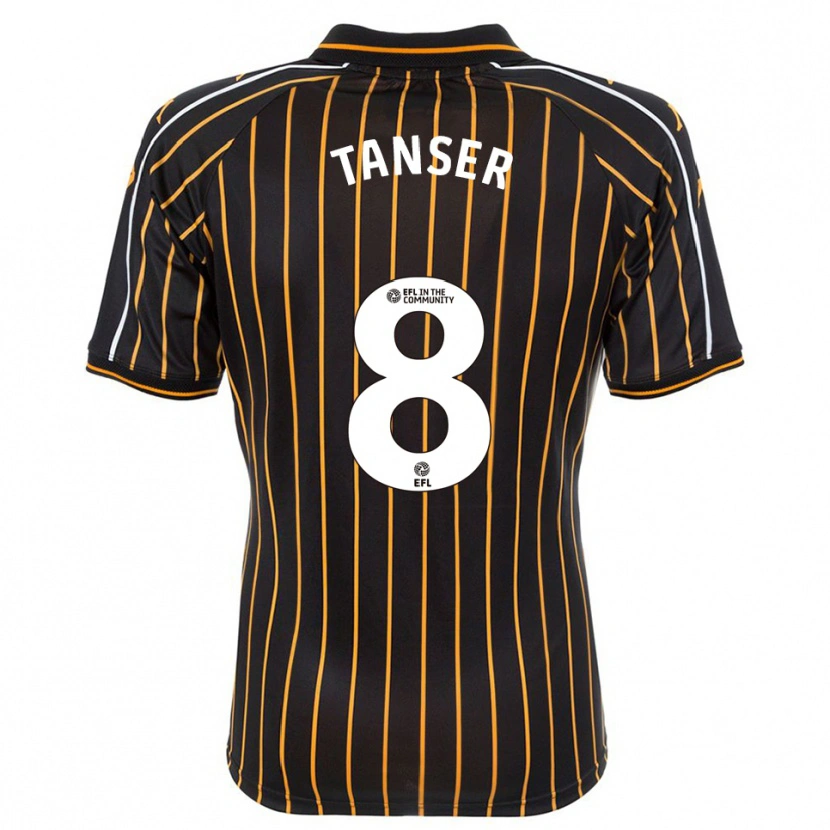 Danxen Uomo Maglia Ellie Tanser #8 Bianco Nero Kit Gara Away 2025/26 Maglietta