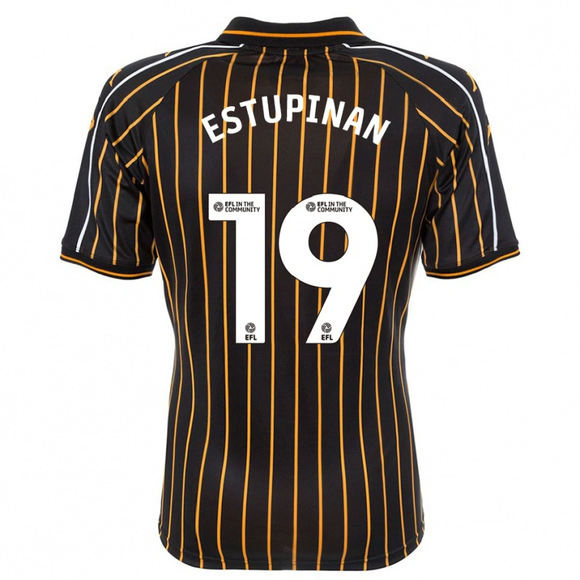 Danxen Uomo Maglia Óscar Estupiñán #19 Bianco Nero Kit Gara Away 2025/26 Maglietta