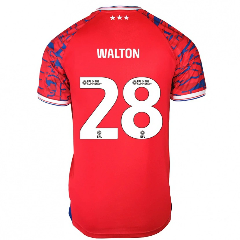 Danxen Uomo Maglia Christian Walton #28 Rosso Blu Kit Gara Away 2025/26 Maglietta