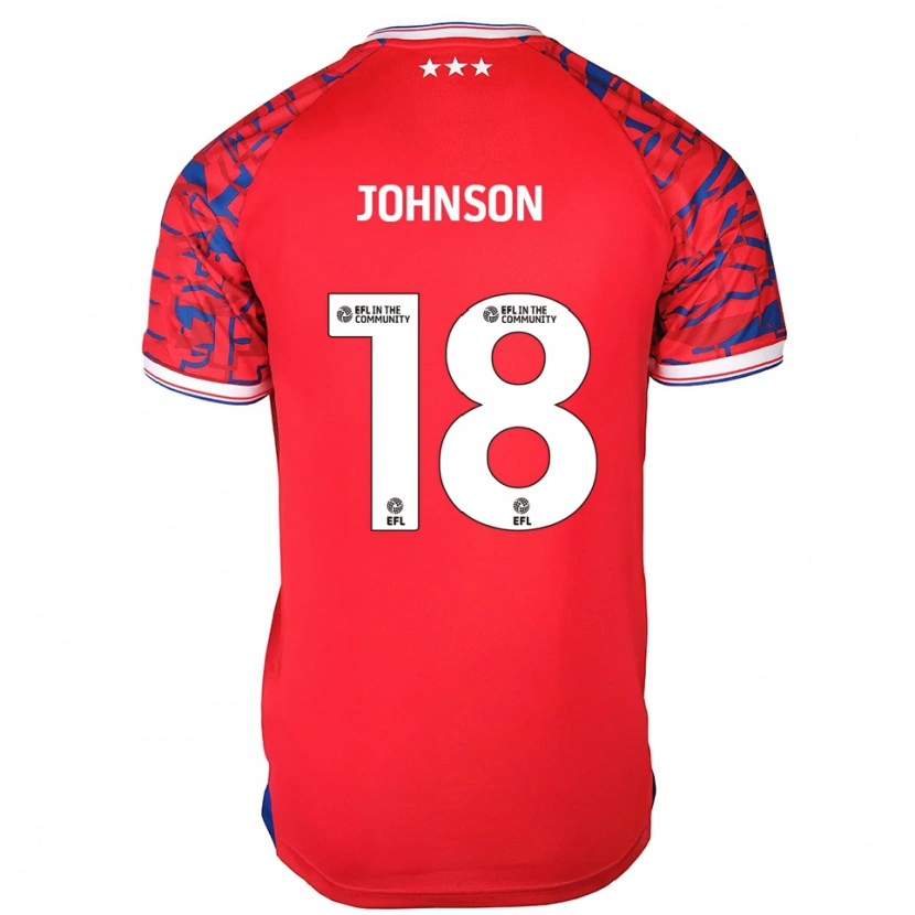 Danxen Uomo Maglia Ben Johnson #18 Rosso Blu Kit Gara Away 2025/26 Maglietta