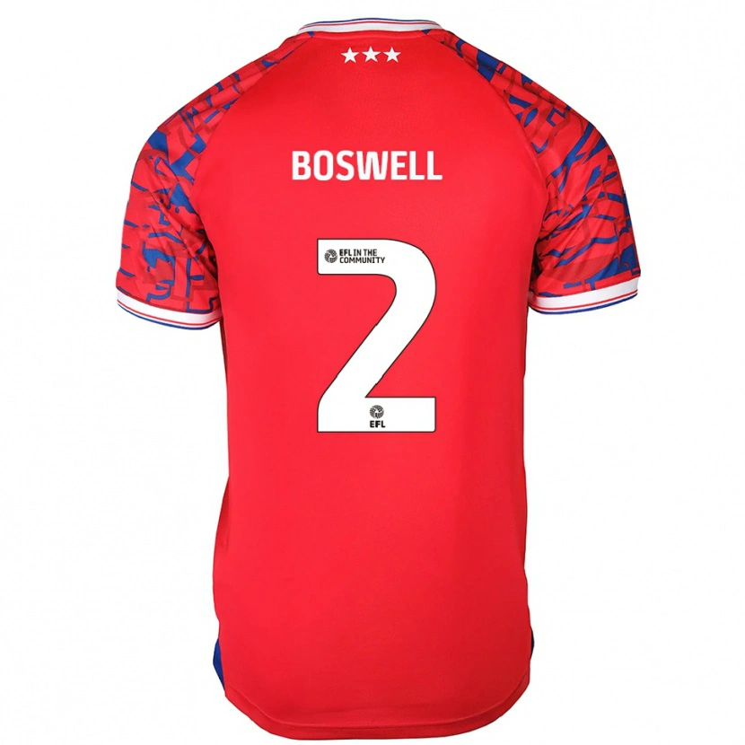 Danxen Uomo Maglia Maria Boswell #2 Rosso Blu Kit Gara Away 2025/26 Maglietta