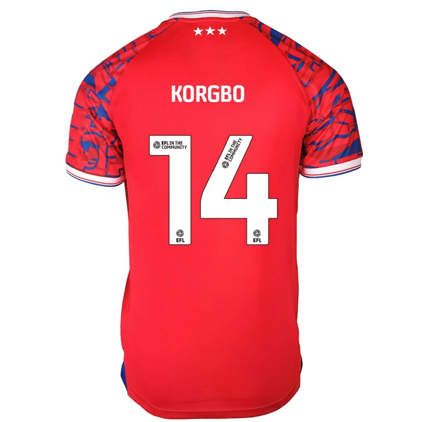Danxen Uomo Maglia Kelvin Korgbo #14 Rosso Blu Kit Gara Away 2025/26 Maglietta