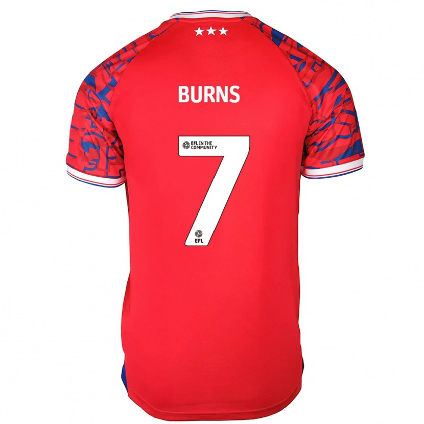 Danxen Uomo Maglia Wes Burns #7 Rosso Blu Kit Gara Away 2025/26 Maglietta