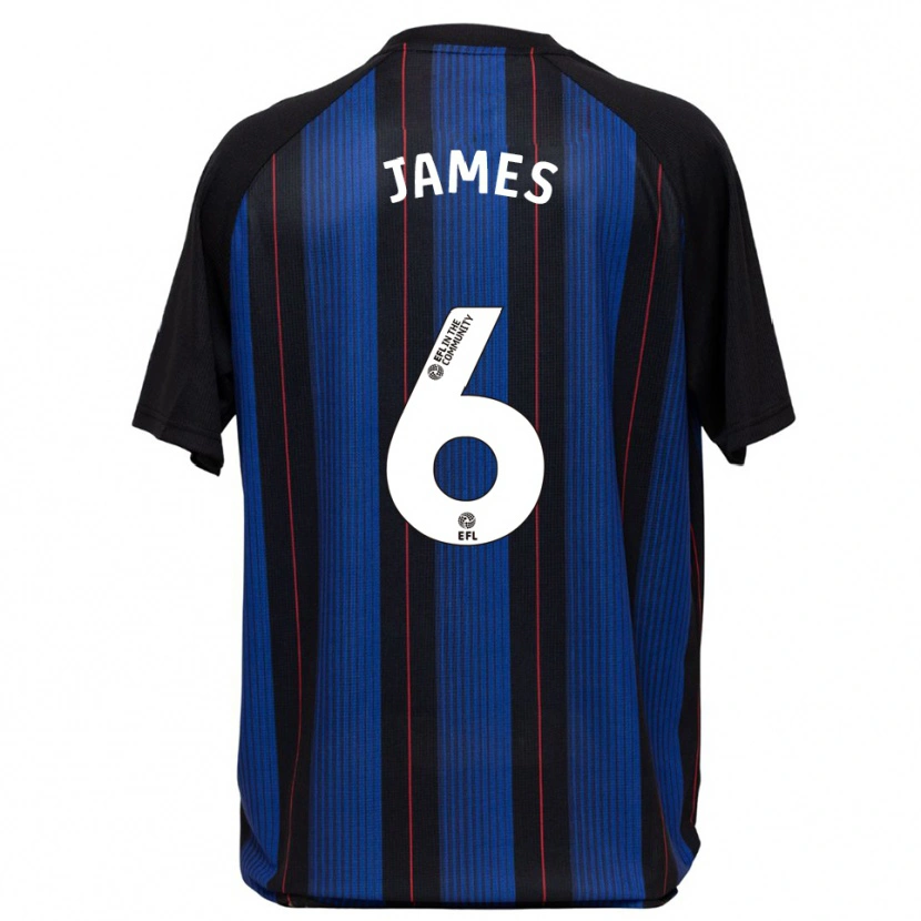 Danxen Uomo Maglia Daniel James #6 Blu Nero Kit Gara Away 2025/26 Maglietta