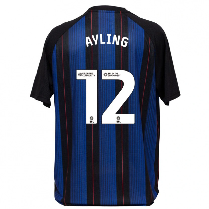 Danxen Uomo Maglia Luke Ayling #12 Blu Nero Kit Gara Away 2025/26 Maglietta