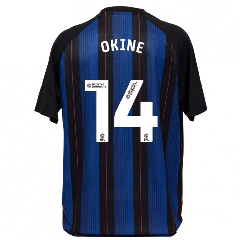 Danxen Uomo Maglia William Okine #14 Blu Nero Kit Gara Away 2025/26 Maglietta