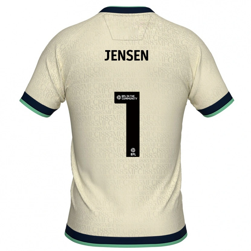 Danxen Uomo Maglia Lukas Jensen #1 Champagne Blu Marino Kit Gara Away 2025/26 Maglietta