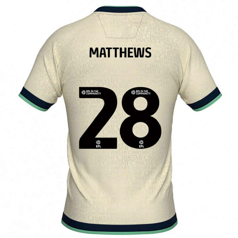 Danxen Uomo Maglia Ajay Matthews #28 Champagne Blu Marino Kit Gara Away 2025/26 Maglietta