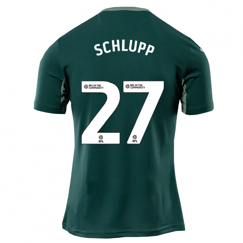 Danxen Uomo Maglia Jeffrey Schlupp #27 Verde Bianco Viola Kit Gara Away 2025/26 Maglietta