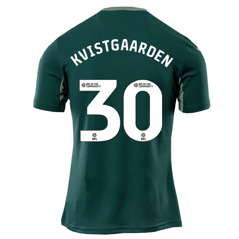 Danxen Uomo Maglia Mathias Kvistgaarden #30 Verde Bianco Viola Kit Gara Away 2025/26 Maglietta