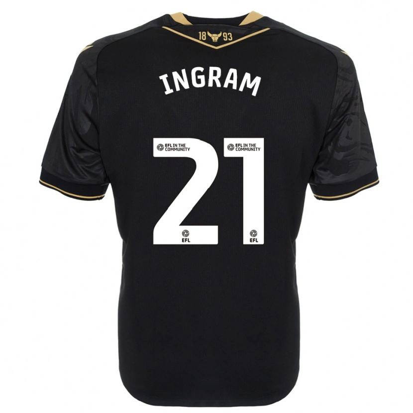Danxen Uomo Maglia Matt Ingram #21 Nero Oro Kit Gara Away 2025/26 Maglietta