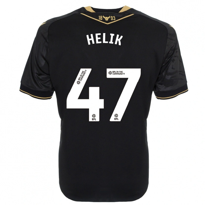 Danxen Uomo Maglia Michal Helik #47 Nero Oro Kit Gara Away 2025/26 Maglietta