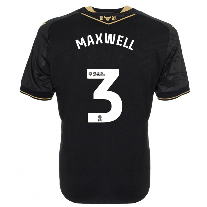 Danxen Uomo Maglia Rashane Maxwell #3 Nero Oro Kit Gara Away 2025/26 Maglietta