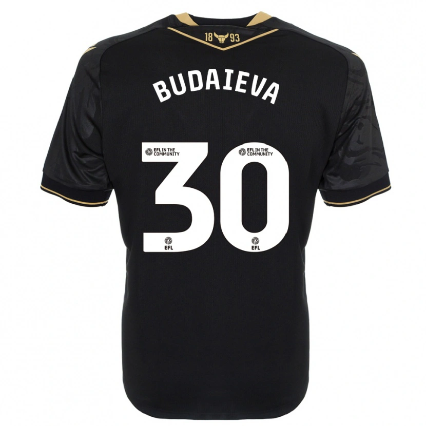 Danxen Uomo Maglia Vitallia Budaieva #30 Nero Oro Kit Gara Away 2025/26 Maglietta