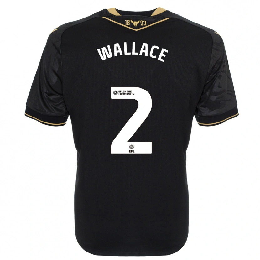 Danxen Uomo Maglia Emily Wallace #2 Nero Oro Kit Gara Away 2025/26 Maglietta
