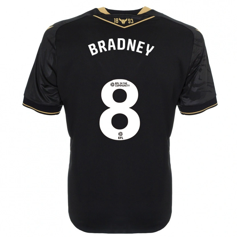 Danxen Uomo Maglia Harrison Bradney #8 Nero Oro Kit Gara Away 2025/26 Maglietta