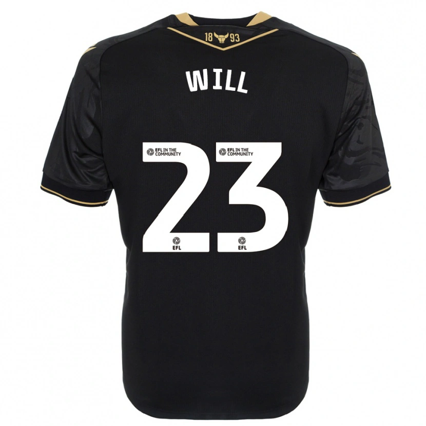 Danxen Uomo Maglia Merrick Will #23 Nero Oro Kit Gara Away 2025/26 Maglietta