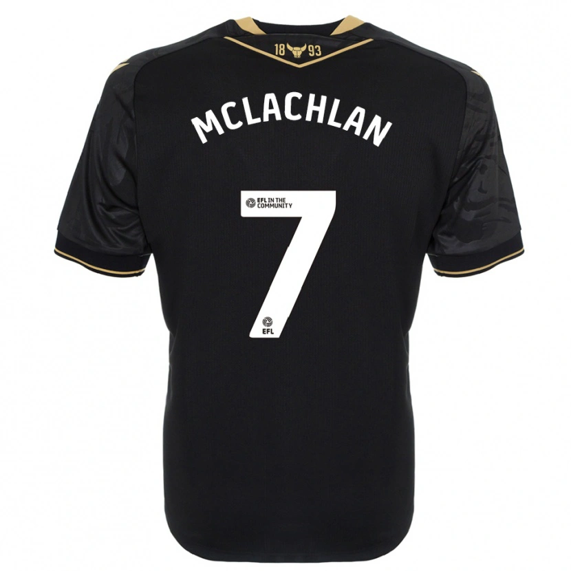 Danxen Uomo Maglia Daisy Mclachlan #7 Nero Oro Kit Gara Away 2025/26 Maglietta