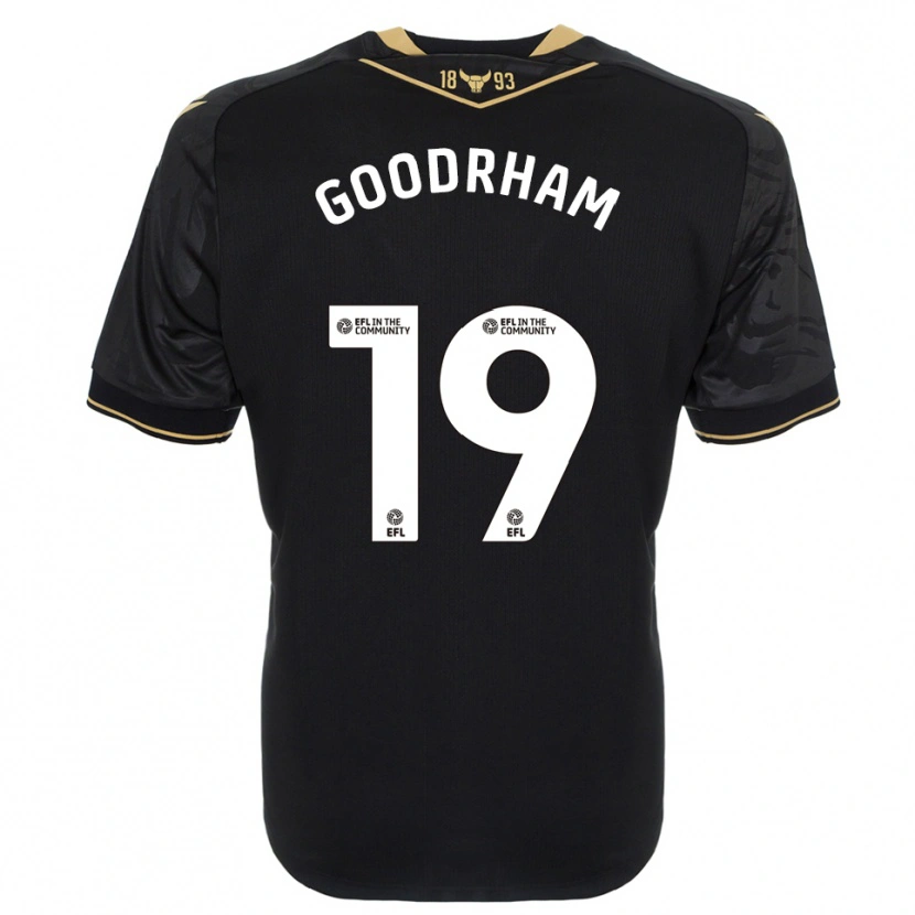 Danxen Uomo Maglia Tyler Goodrham #19 Nero Oro Kit Gara Away 2025/26 Maglietta