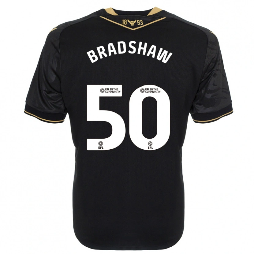 Danxen Uomo Maglia Tom Bradshaw #50 Nero Oro Kit Gara Away 2025/26 Maglietta