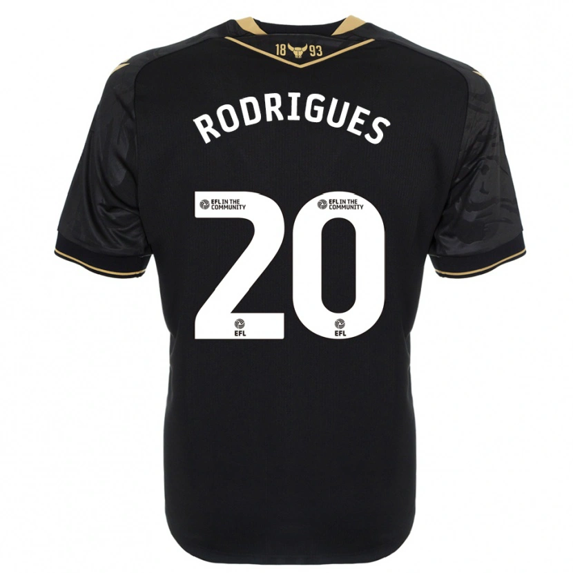 Danxen Uomo Maglia Rúben Rodrigues #20 Nero Oro Kit Gara Away 2025/26 Maglietta