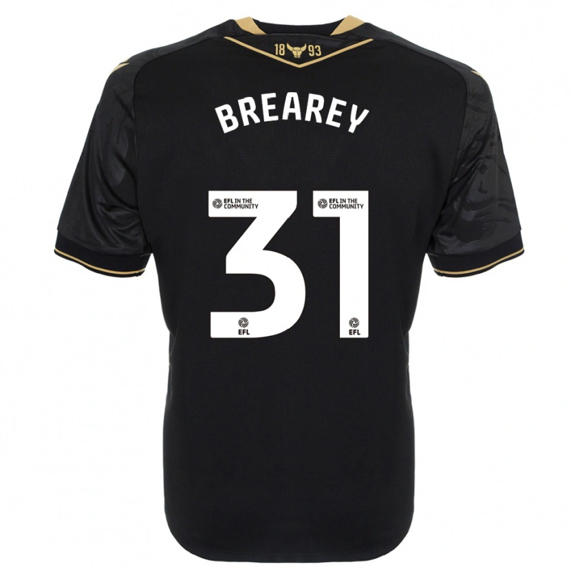 Danxen Uomo Maglia Eddie Brearey #31 Nero Oro Kit Gara Away 2025/26 Maglietta