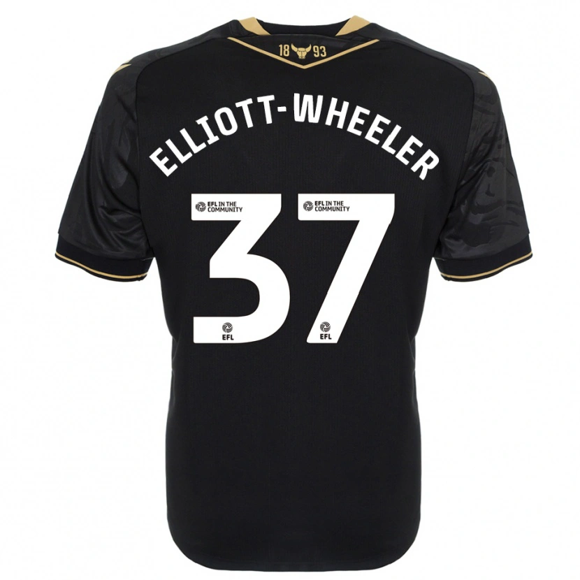 Danxen Uomo Maglia Aidan Elliott-Wheeler #37 Nero Oro Kit Gara Away 2025/26 Maglietta