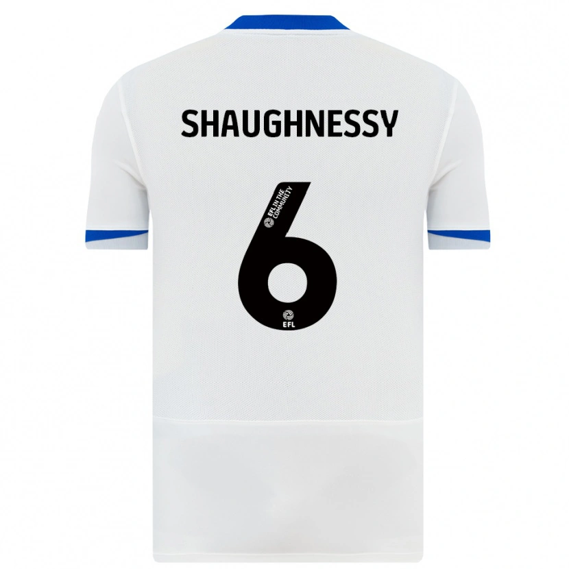 Danxen Uomo Maglia Conor Shaughnessy #6 Bianco Nero Kit Gara Away 2025/26 Maglietta