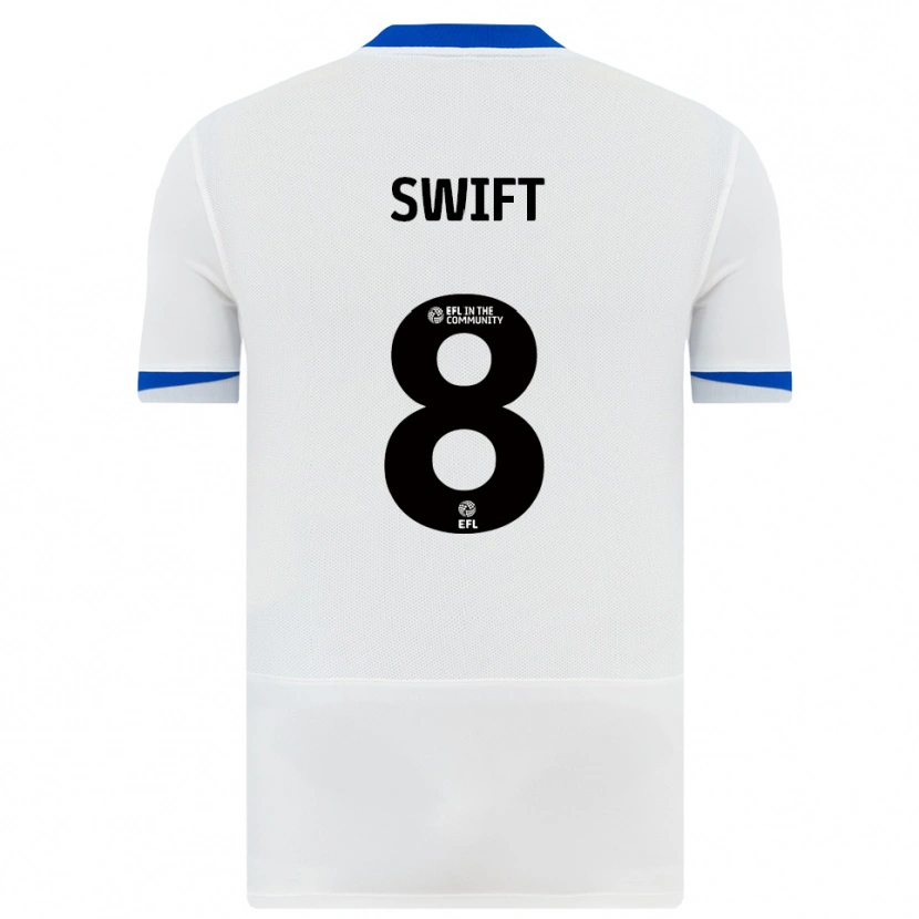Danxen Uomo Maglia John Swift #8 Bianco Nero Kit Gara Away 2025/26 Maglietta