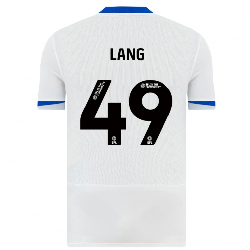 Danxen Uomo Maglia Callum Lang #49 Bianco Nero Kit Gara Away 2025/26 Maglietta