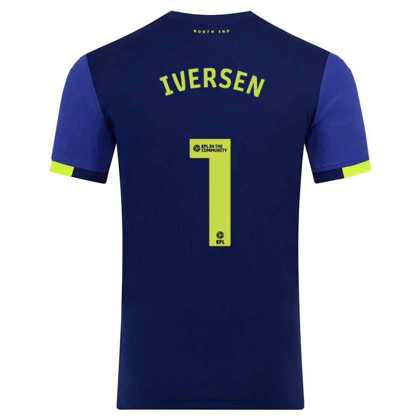 Danxen Uomo Maglia Daniel Iversen #1 Blu Marino Giallo Kit Gara Away 2025/26 Maglietta