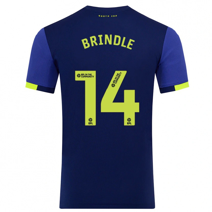 Danxen Uomo Maglia Jonny Brindle #14 Blu Marino Giallo Kit Gara Away 2025/26 Maglietta