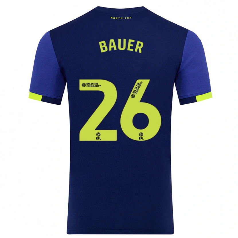 Danxen Uomo Maglia Patrick Bauer #26 Blu Marino Giallo Kit Gara Away 2025/26 Maglietta