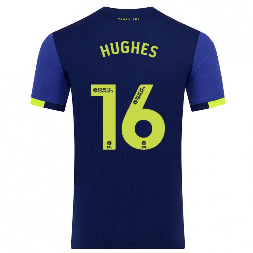 Danxen Uomo Maglia Andrew Hughes #16 Blu Marino Giallo Kit Gara Away 2025/26 Maglietta
