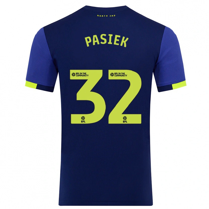 Danxen Uomo Maglia Kacper Pasiek #32 Blu Marino Giallo Kit Gara Away 2025/26 Maglietta