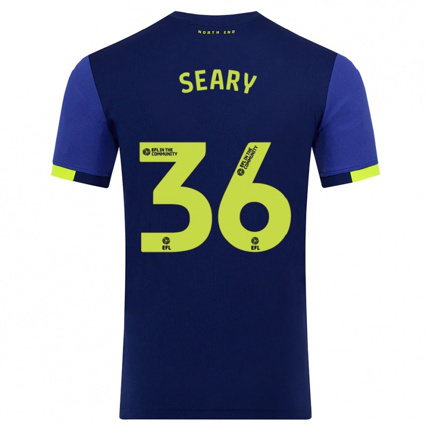 Danxen Uomo Maglia Josh Seary #36 Blu Marino Giallo Kit Gara Away 2025/26 Maglietta