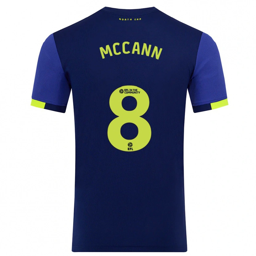 Danxen Uomo Maglia Ali Mccann #8 Blu Marino Giallo Kit Gara Away 2025/26 Maglietta